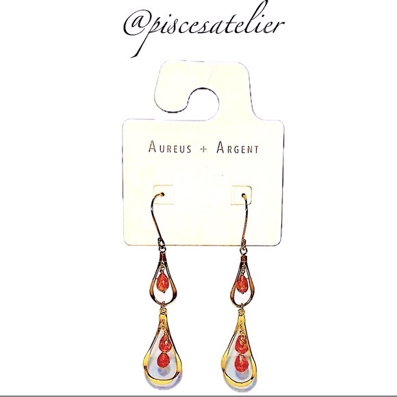 AUREUS + ARGENT Jewelry - AUREUS + ARGENT Strawberry Red Pear Drop Stone Earrings